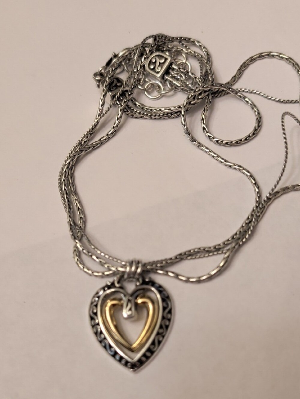 Brighton Two-Tone Heart Pendant Necklace - Gold & Silver - Picture 8 of 8